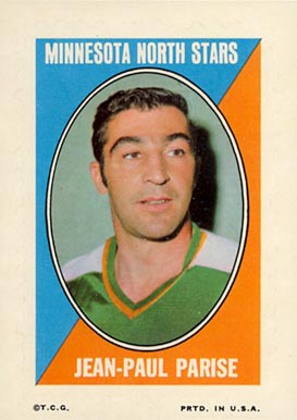 1970 Topps/OPC Sticker Stamps Jean-Paul Parise #25 Hockey Card