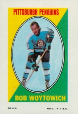 1970 Topps/OPC Sticker Stamps Bob Woytowich # Hockey Card