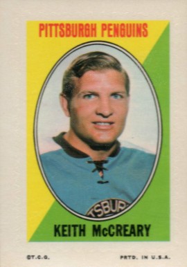 1970 Topps/OPC Sticker Stamps Keith McCreary #22 Hockey Card
