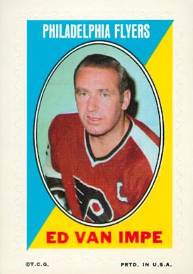 1970 Topps/OPC Sticker Stamps Ed Van Impe #32 Hockey Card