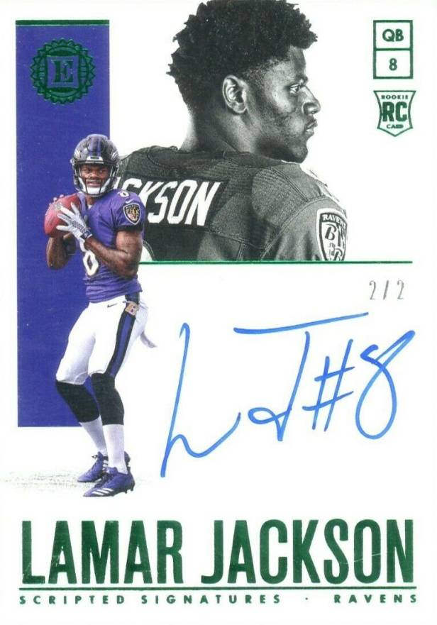 2018 Panini Encased Scripted Signatures Lamar Jackson #LJ Football Card