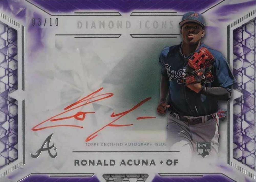 2018 Topps Diamond Icons Red Ink Autograph Ronald Acuna #RA Baseball Card