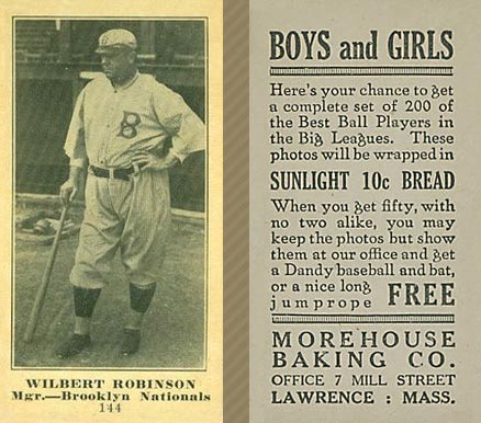 1916 Morehouse Baking Wilbert Robinson #144 Baseball Card