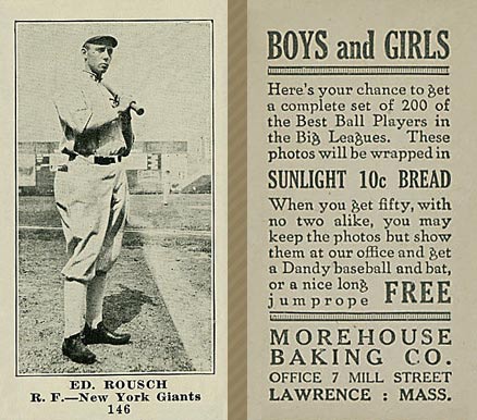 1916 Morehouse Baking Ed. Roush #146 Baseball Card