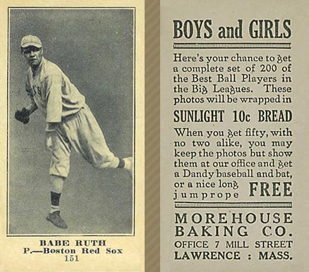 1916 Morehouse Baking Babe Ruth #151 Baseball Card
