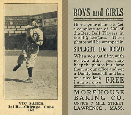 1916 Morehouse Baking Vic Saier #152 Baseball Card