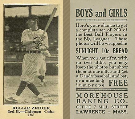 1916 Morehouse Baking Rollie Zeider #198 Baseball Card