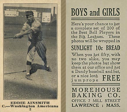 1916 Morehouse Baking Eddie Ainsmith #3 Baseball Card