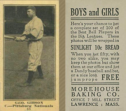 1916 Morehouse Baking Geo. Gibson #68 Baseball Card