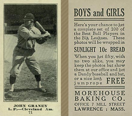 1916 Morehouse Baking John Graney #71 Baseball Card