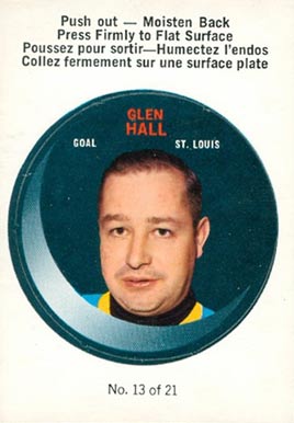1968 O-Pee-Chee Puck Stickers Glenn Hall #13 Hockey Card