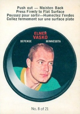 1968 O-Pee-Chee Puck Stickers Elmer Vasko #8 Hockey Card