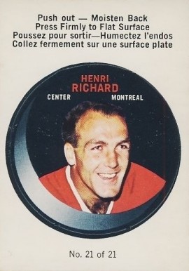 1968 O-Pee-Chee Puck Stickers Henri Richard #21 Hockey Card