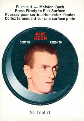 1968 O-Pee-Chee Puck Stickers Dave Keon #19 Hockey Card