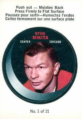 1968 O-Pee-Chee Puck Stickers Stan Mikita #1 Hockey Card