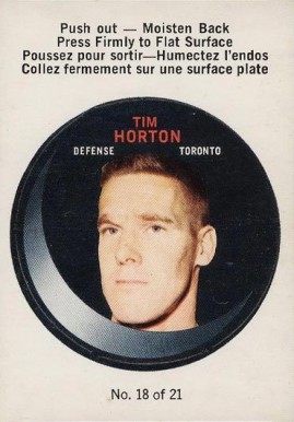 1968 O-Pee-Chee Puck Stickers Tim Horton #18 Hockey Card