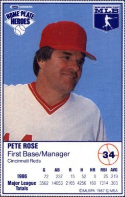 1987 Kraft Home Plate Heroes-Hand Cut Pete Rose #34 Baseball Card