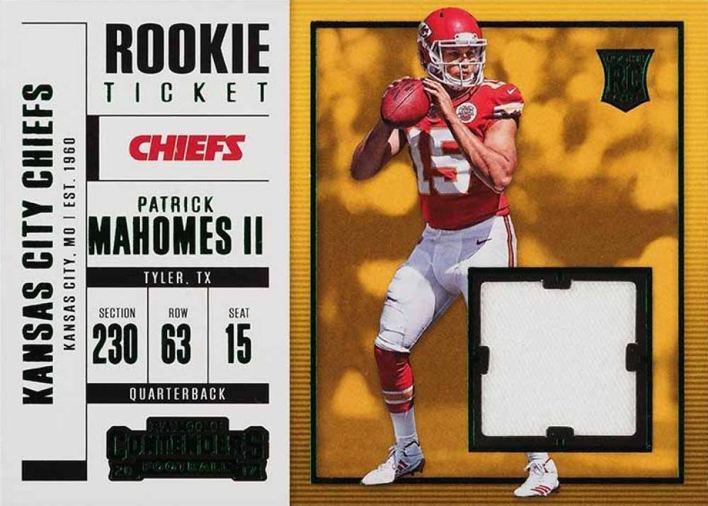 2017 Panini Contenders Rookie Ticket Swatches Patrick Mahomes II #SW-3 Football Card