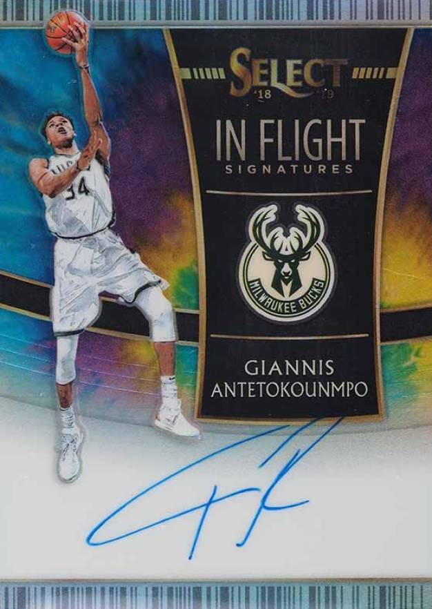 2018 Panini Select In Flight Signatures Giannis Antetokounmpo #IF-GAN Basketball Card