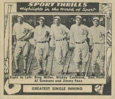1948 Swell Sport Thrills Greatest Single Inning #1 Baseball Card