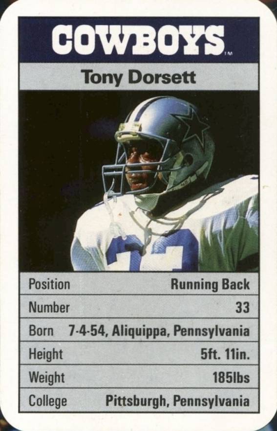 1987 Ace Fact Pack Tony Dorsett # Football Card