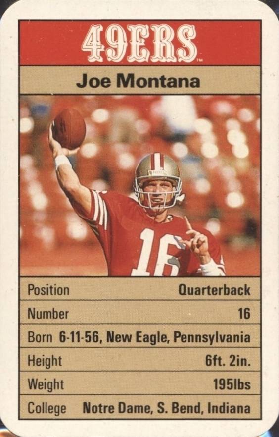 1987 Ace Fact Pack Joe Montana # Football Card