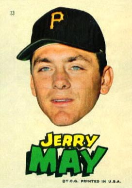 1967 Topps Pirates Stickers Jerry May #13 Baseball Card