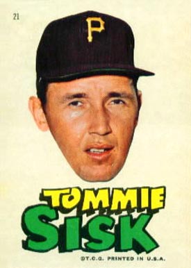 1967 Topps Pirates Stickers Tommie Sisk #21 Baseball Card