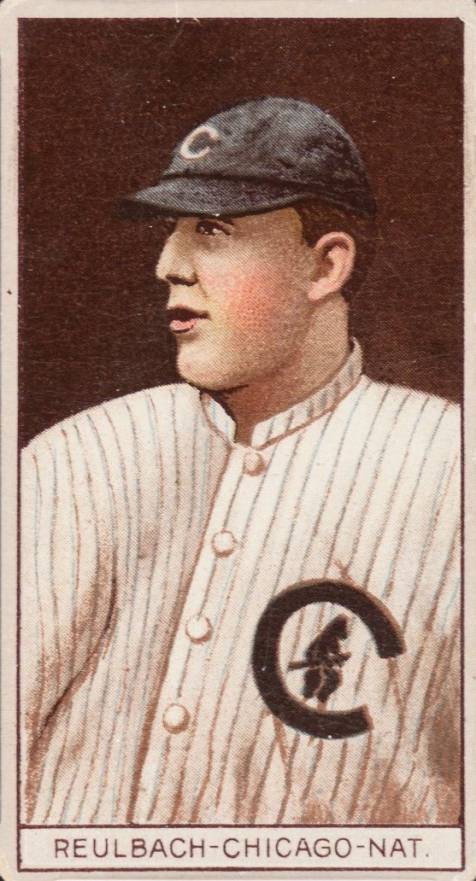 1912 Brown Backgrounds Common back Reulbach-Chicago-Nat. # Baseball Card