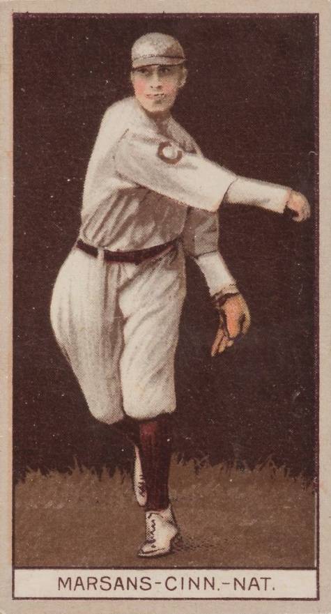1912 Brown Backgrounds Common back Marsans-Cinn.-Nat. # Baseball Card
