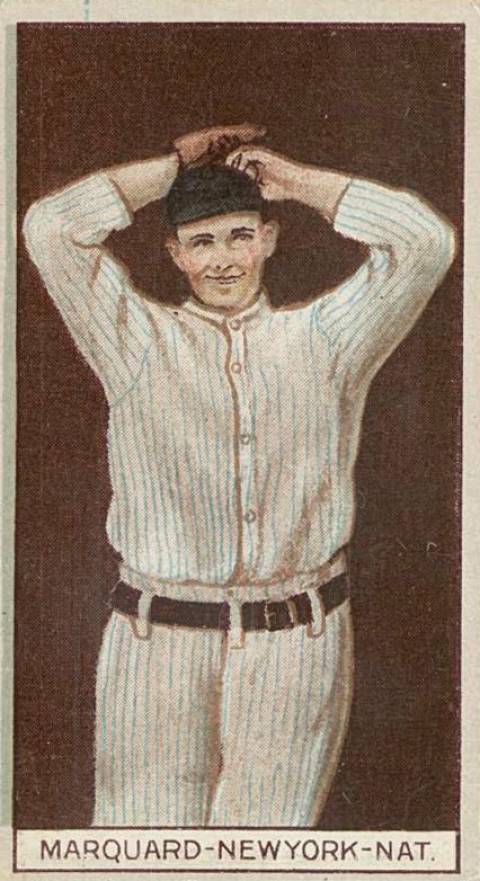 1912 Brown Backgrounds Common back Richard Marquard #113 Baseball Card