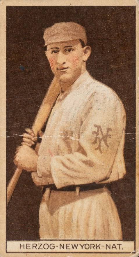 1912 Brown Backgrounds Common back HERZOG-NEWYORK-NAT. # Baseball Card