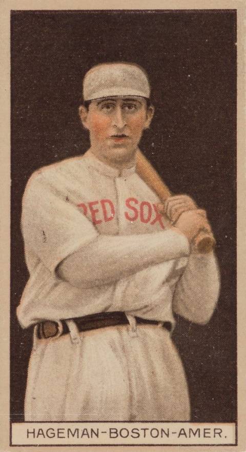 1912 Brown Backgrounds Common back HAGEMAN-BOSTON-AMER. # Baseball Card