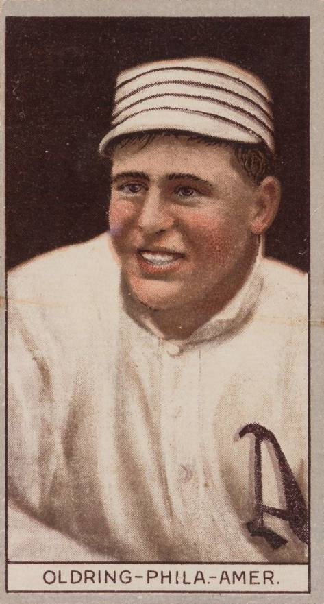 1912 Brown Backgrounds Common back Rube Oldring # Baseball Card