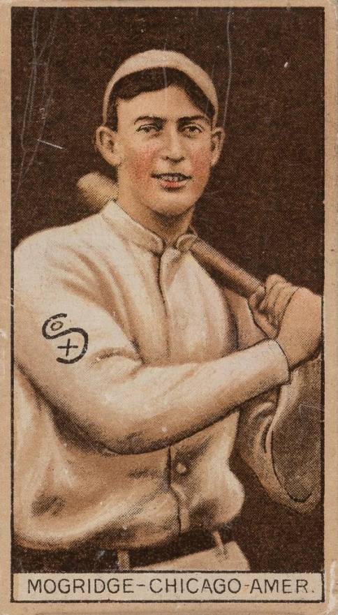 1912 Brown Backgrounds Common back Geo. Mogridge # Baseball Card