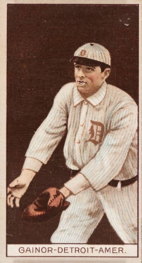 1912 Brown Backgrounds Common back GAINOR-DETROIT-AMER. # Baseball Card