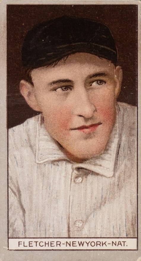 1912 Brown Backgrounds Common back FLETCHER-NEWYORK-NAT. # Baseball Card