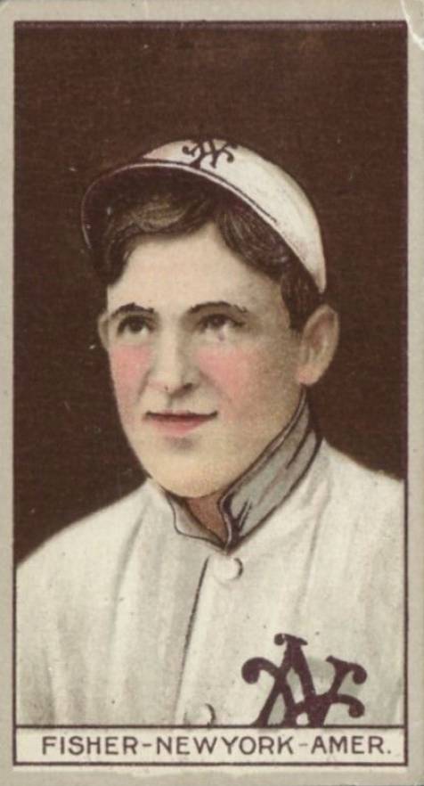 1912 Brown Backgrounds Common back FISHER-NEWYORK-AMER. # Baseball Card