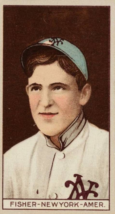 1912 Brown Backgrounds Common back FISHER-NEWYORK-AMER. # Baseball Card