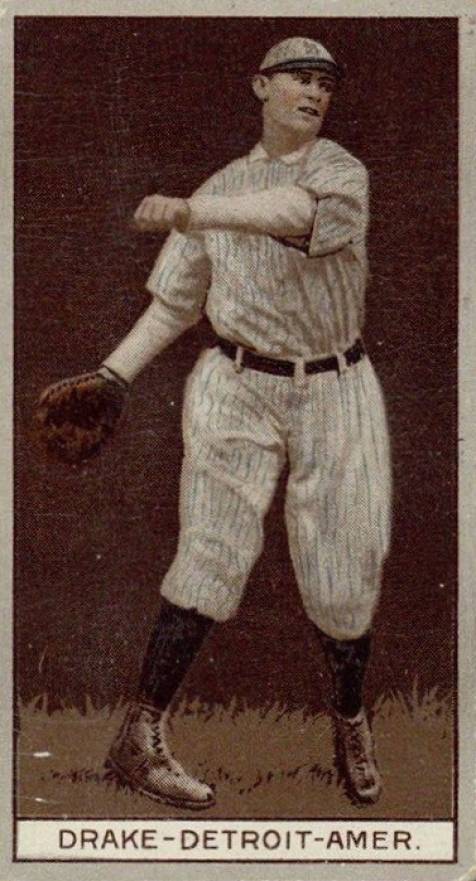 1912 Brown Backgrounds Common back DRAKE-DETROIT-AMER. # Baseball Card