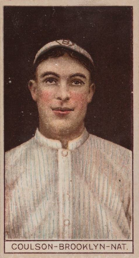 1912 Brown Backgrounds Common back COULSON-BROOKLYN-NAT. # Baseball Card