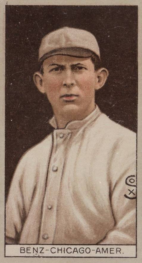 1912 Brown Backgrounds Common back BENZ-CHICAGO-AMER. # Baseball Card