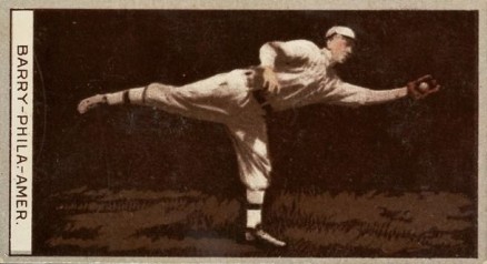 1912 Brown Backgrounds Common back BARRY-PHILA.-AMER. #8 Baseball Card