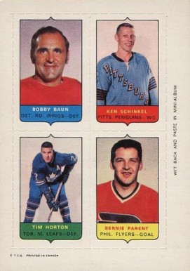 1969 O-Pee-Chee Four in One Baun/Schinkel/Horton/Parent # Hockey Card