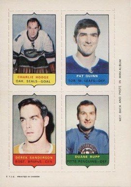 1969 O-Pee-Chee Four in One Hodge/Quinn/Sanderson/Rupp # Hockey Card