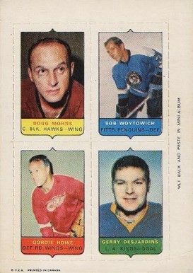 1969 O-Pee-Chee Four in One Mohns/Woytowich/Howe/Desjardins # Hockey Card