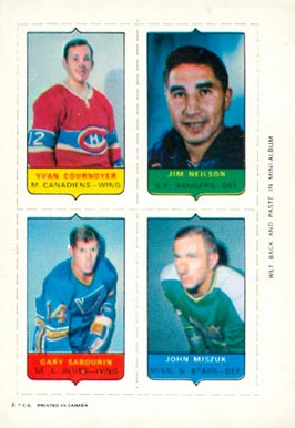 1969 O-Pee-Chee Four in One Cournoyer/Neilson/Sabourin/Miszuk # Hockey Card