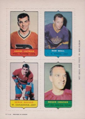 1969 O-Pee-Chee Four in One Lacroix/Wall/Savard /Crozier # Hockey Card