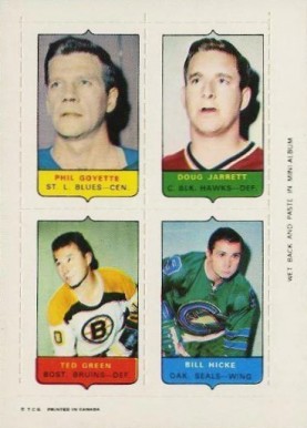 1969 O-Pee-Chee Four in One Goyette/Jarrett/Green/Hicke # Hockey Card