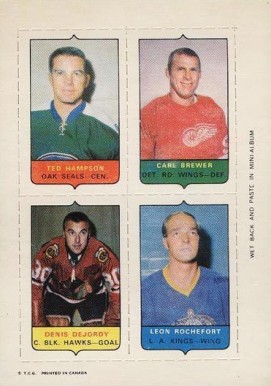 1969 O-Pee-Chee Four in One Hampson/Brewer/DeJordy/Rochefort # Hockey Card